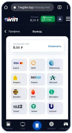 Способы вывода 1Win